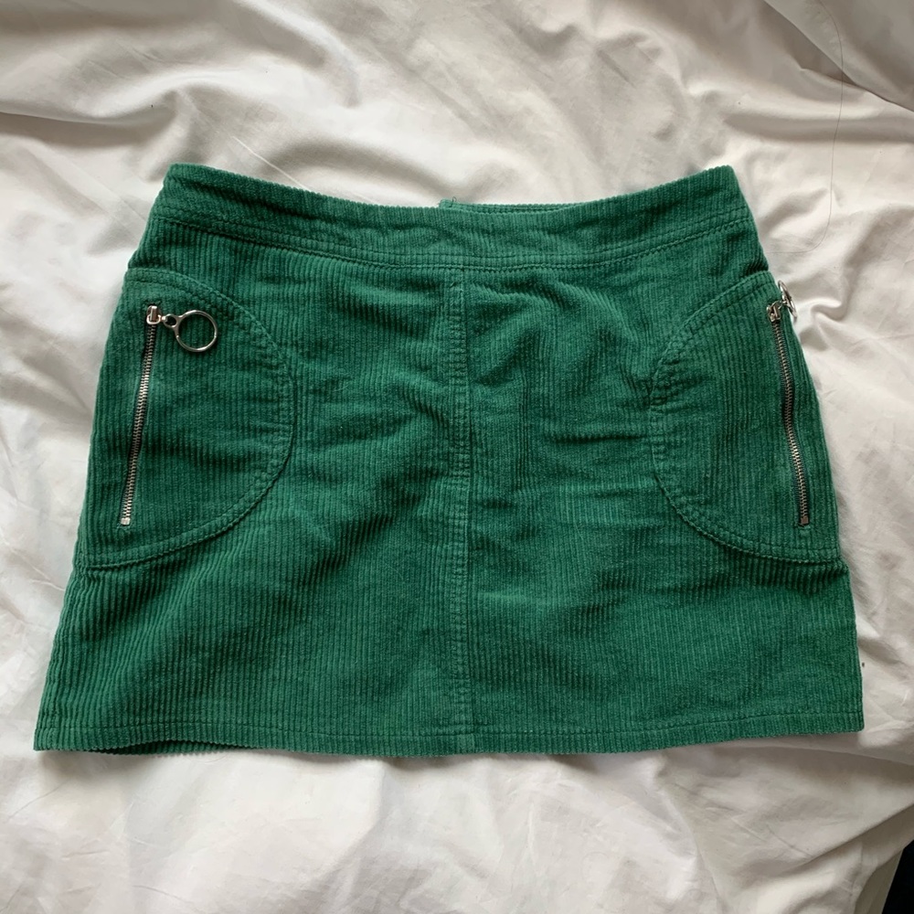 forrest green corduroy skirt with zipper